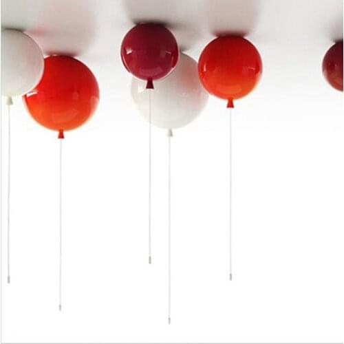 Dia 25cm 6 Colors Balloon Acrylic Pendant lamp rope wire switch kitchen bar bedroom modern decor led ball chandelier ceiling