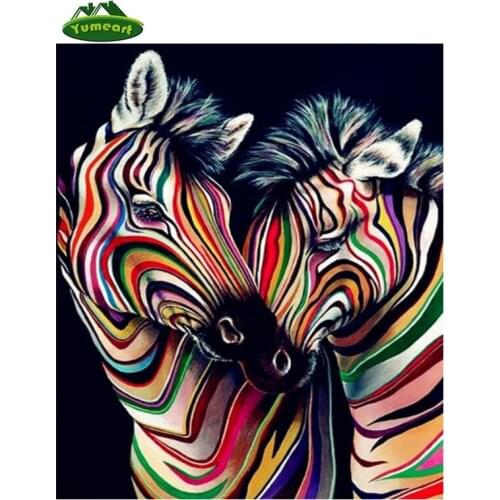 YUMEART Zebra Diamond Embroidery 5D Diy Diamond Painting Cross Stitch Colorful Zebra Animals Mosaic Picture Home Decoration