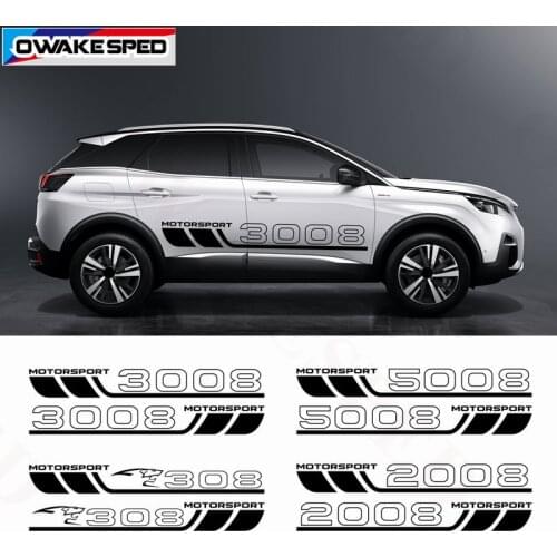 Car Styling Door Side Skirt Strips For Peugeot 308 3008 2008 5008 Motor Sport Graphics Sticker Auto Body Customized Vinyl Decal