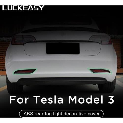 LUCKEASY Car tail fog light decorative cover for Tesla Model 3 2017-2019 ABS Plastic Rear Tail Fog Light Lamp Decoration