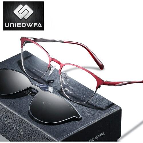 Myopia Bifocal Progressive Eyeglasses Women Polarized Magnet Clip On Sunglasses Optical Prescription Glasses Women Anti Blue Ray