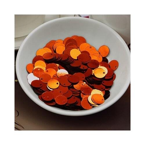 50g Large Round Sequins 15mm PVC Sequin Flat Paillette Decoration With Side Hole Orange