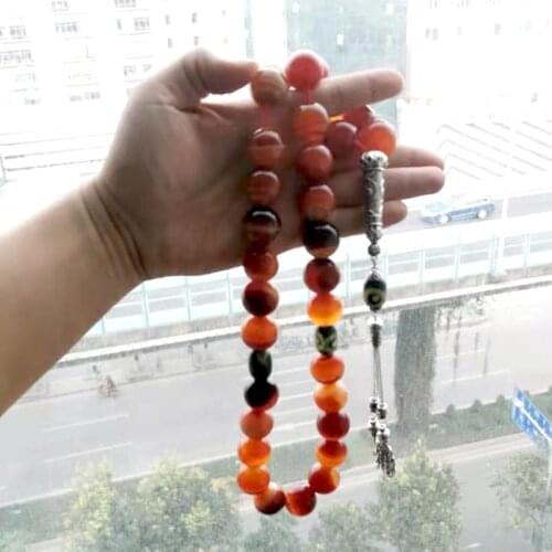 Big Tasbih natural agates stone Mens prayer beads rosary Muslim rosary bead stone Green eye agates misbaha