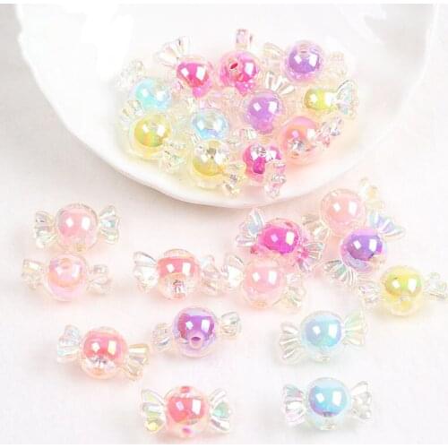 10pcs/lot Acrylic Candy Beads 22*12mm Spring AB Color Spacer Beads For Jewelry Making DIY Necklace Hair Accessories