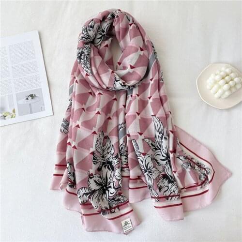 Flower Cotton Pashmina Scarf Women Luxury Print 180*90cm Headband Bandana Hijab Winter Shawl Wrap Blanket Neck Echarpe Turban