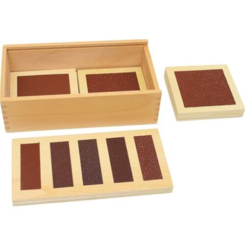 Wood Box Of 11pcs Montessori Tactile Touch Board W/ Rough & Smooth Sandpaper