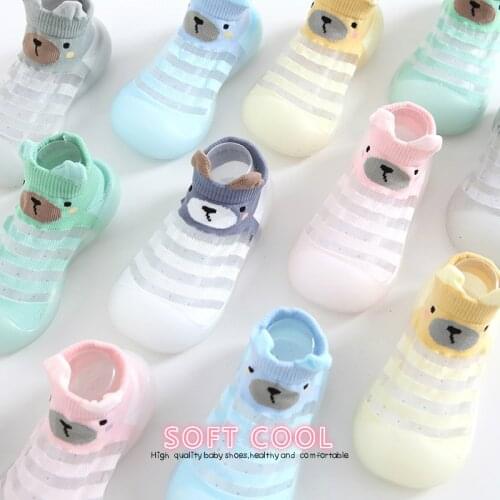 Baby Shoes First Shoes Unisex Toddler First Walker Boys Girls Kids Rubber Soft Sole Floor Shoes Knit Booties Anti-slip