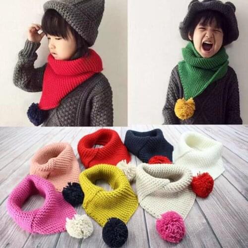 Children scarves Winter knitted Collar Scarf With Ball boys girls baby kids Neckerchief warm Imitation wool scarf