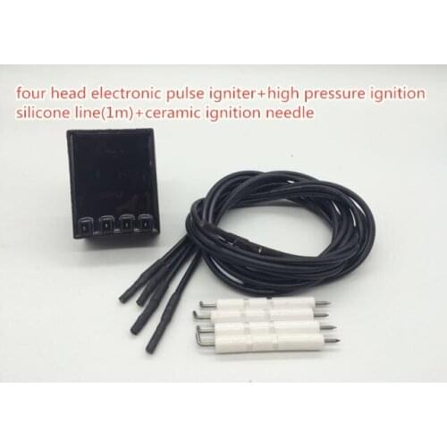 FOUR head electronic pulse igniter+high pressure ignition silicone line(1m)+ceramic ignition needle for oven,stove,griddle etc
