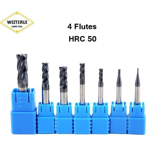Endmill 4 Flute HRC50 Endmills 4mm 5mm 6mm 8mm 12mm End Mill Alloy Carbide Milling Tungsten Steel