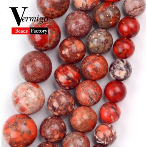 Natural American Red Sea Sediment Turquoises Imperial Jaspers Stone Round Beads For Jewelry Making 6/8/10mm Beads Diy Jewellery