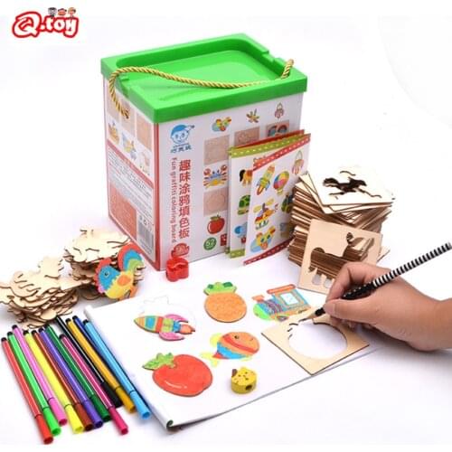 Wood Suit paint tool set wooden painting template Children Color Copy Painting board Wooden Auxiliary Board Kids Learn To Paint