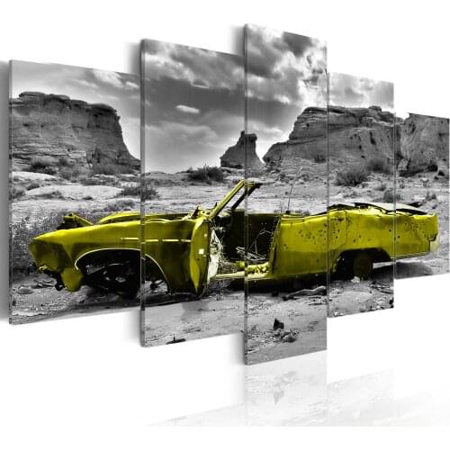 Yellow Car Art Abstract Five-piece Set Home Decor Five-piece Set Canvas Printing Canvas Painting Decorative Painting