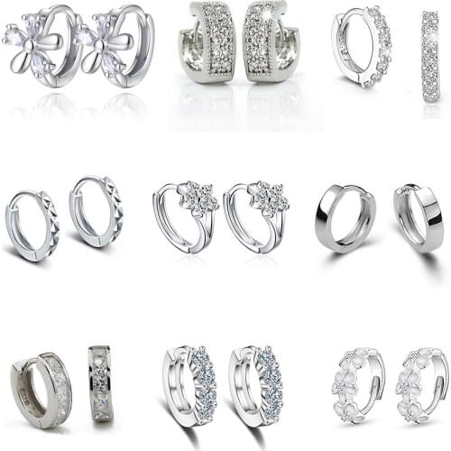 New 2021Minimalist Small Heart Stud Earrings Crystal Silver Color Round Huggie Earrings For Women Female Brincos oorbellen