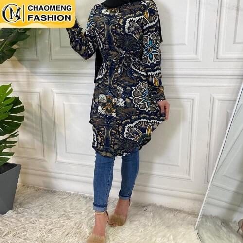 New Design Fashion Printing High Quality Muslim For Women Casual Tops Malaysia Turkey Arabic Islamic Clothing Shirt Blouse Mujer
