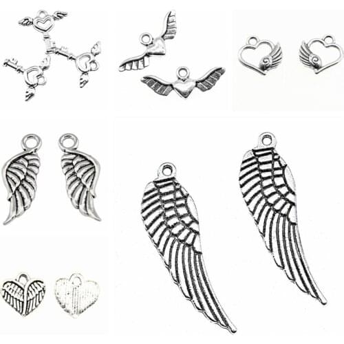 Wecharms bulk charms for jewelry making kit pendant diy jewelry accessories Double Sided Angel Wing Charms