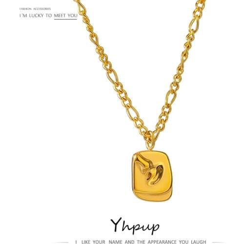 Yhpup New Stainless Steel Occident Portrait Abstract Face Pendant Necklace Women Gold Chain Collar Statement Necklace Gift 2021