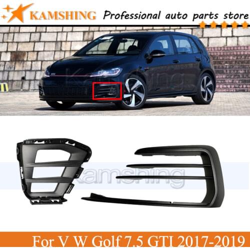 Kamshing Front Bumper Fog light frame cover For V W Golf 7.5 GTI 2017 2018 2019 Front Fog lamp frameRunning light Foglight frame