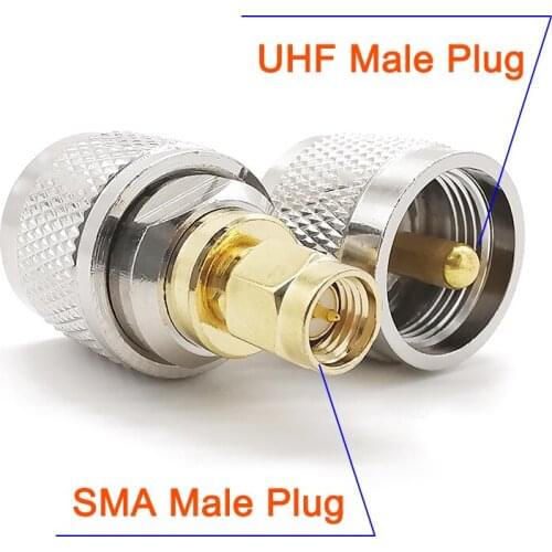 1PCS Nickel Plating SMA Male Plug to UHF PL-259 PL259 Male Plug RF Coaxial Coax Adapter Straight RF Connector
