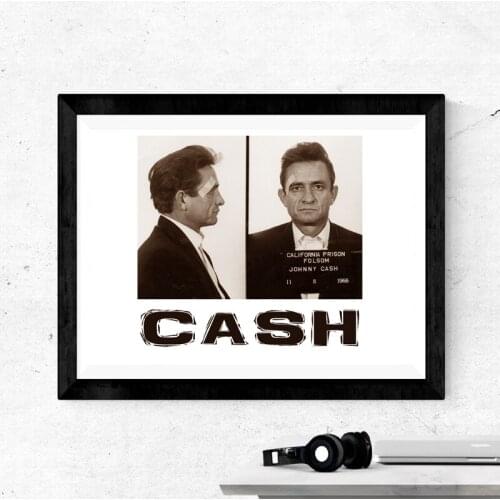 Rock Stars Johnny Cash Mugshot Photography Poster Prints J. R. Cash Fan Gift Country Music Wall Art Canvas Painting Home Decor