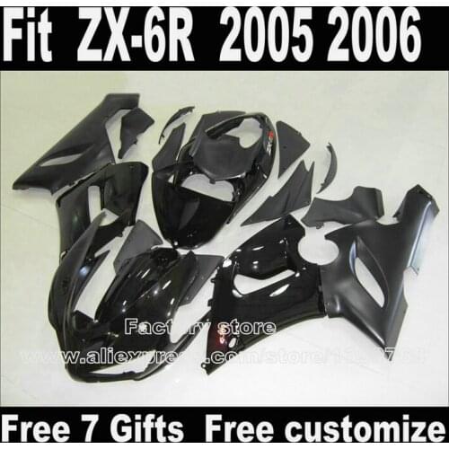 Lowest Price Body Kit For Kawasaki ZX6R Fairings 2005 2006 Plastic All Black ZX-6R 05 06 Ninja 636 Fairing Kits DS5