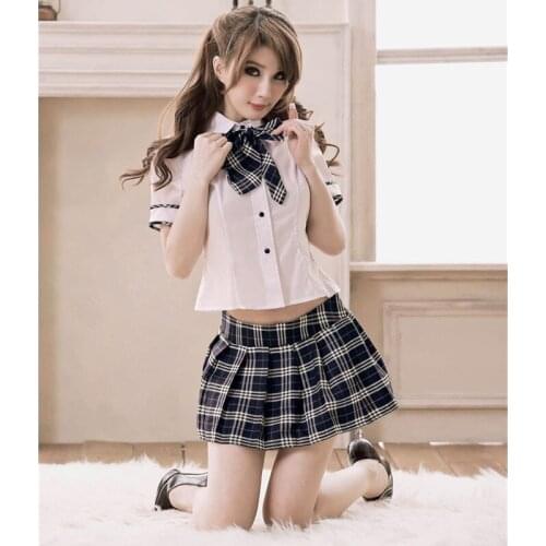 Sexy costumes students clothing set with necktie women sexy lingerie hot girl short dresses school girl uniform