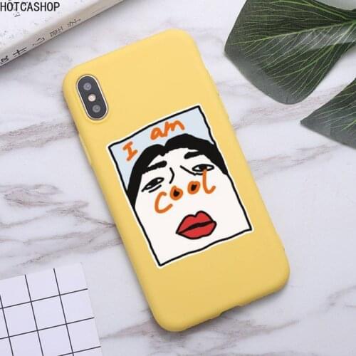 Funny I Am Cool Pattern Phone Case for iPhone 11 Pro Max X XR XS 8 7 6s Plus Candy yellow Silicone Cases