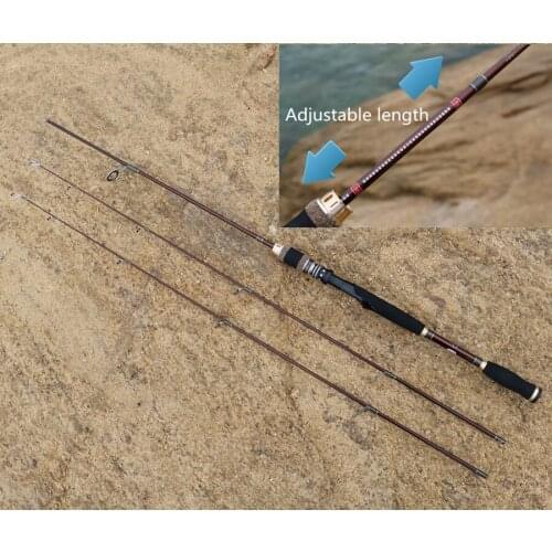 Adjustable length spinning rod from 1.8m to 2.1m fishing rod 2 sec carbon rod two tips free shipping