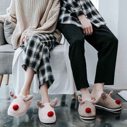 Winter Women Floor Cotton Slippers Warm Plush Non-Slip Soft Bottom Comfortable Fluffy Slippers Indoor Pantoufle Femme Fourrure