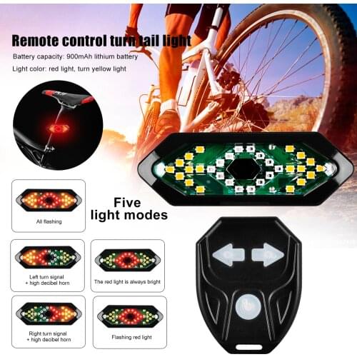 Smart Bike Tail Light Waterproof Cycling Accessories USB Rechargeable MTB Taillight Turning Signal Lights with Remote Control