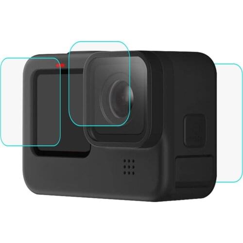 Screen Protector for GoPro 9 Black, Ultra Clear Tempered Glass LCD Display Screen Protector + Camera Lens Protector Set