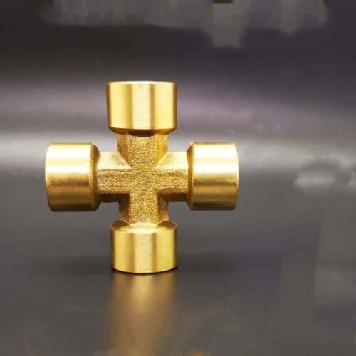 1/4" 3/8" BSP Female Thread 4 Way Cross Brass Pipe Fitting Adapter Coupler Connector For Water Fuel Gas