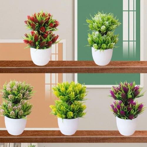 1 Set Artificial Flower Dual Layer Design Anti-fade Plastic Simulation Potted Plants for Garden