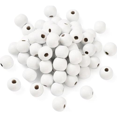 200pcs/bag 10mm 12mm Round Wood Spacer Beads White Painted Wooden Ball Puzzle Beads DIY Jewelry Making Findings