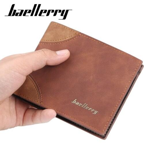 2020 Men Short Wallets Baellerry Fashion Card Holder Men Leather Purse Coin Pocket High Quality Male Purse For Boy