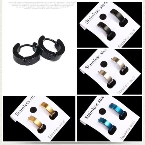 2021 Classic Fashion Round Punk Stainless Steel Small Studs Earrings For Men Women Black Color Minimalism Party Jewelry Gifts