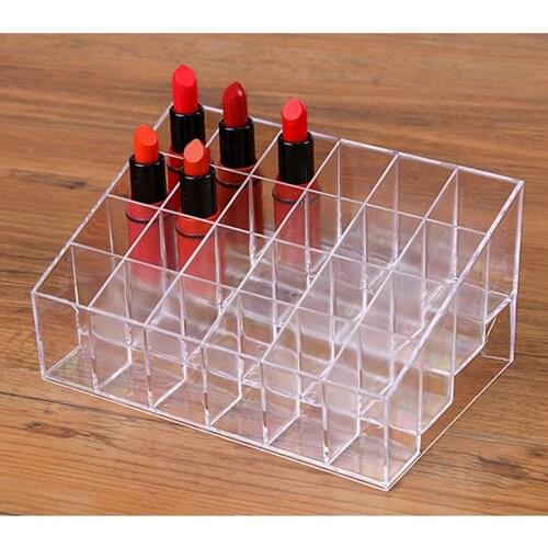 24 Grid Acrylic Makeup Organizer Storage Box Cosmetic Box Lipstick Jewelry Box Case Holder Display Stand Make Up Box Organizer