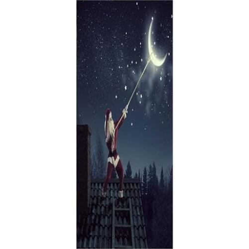 3D Adhesive Santa Claus Door Wall Sticker Decal Bedroom Living Room Christmas Decor christmas charms Stickers