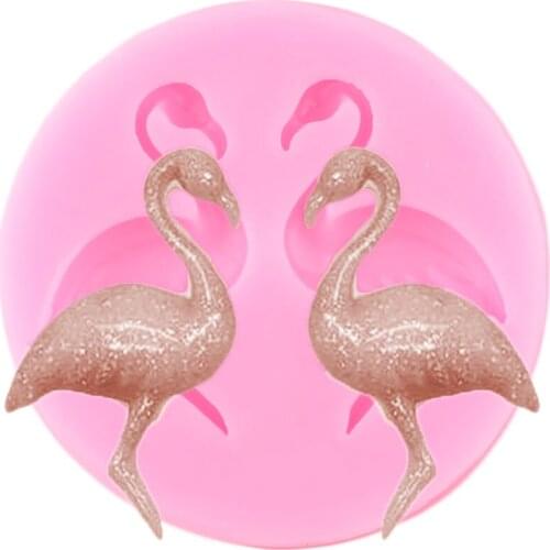 3D Flamingo Silicone Mold Cupcake Topper Fondant Mould Baby Party Cake Decorating Tools Chocolate Candy Polymer Clay Moulds