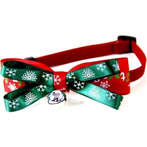 40PCS / LOT New Bow Bell Bow Tie Christmas Pet Collar Cat Necklace Adjustable Strap Pet Accessories