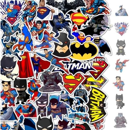 50 pcs/Pack Disney MARVEL Super Man Batman Car Motorcycle Phone Travel Luggage Trolley Laptop Computer Sticker Toy