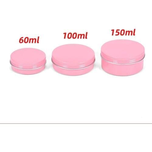 50PCS pink aluminum jars 60ml 100ml 150ml pink thread aluminum cans packaging hair wax cream cosmetic aluminum boxs wholesale