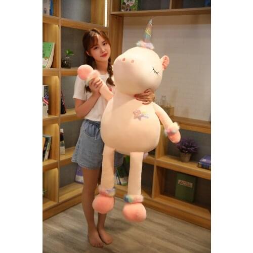 70-110cm Smile Unicorn Plush Toy Happy Unicorn Doll Childrens Soothing Mat Christmas/Birthday Gift Home Decoration