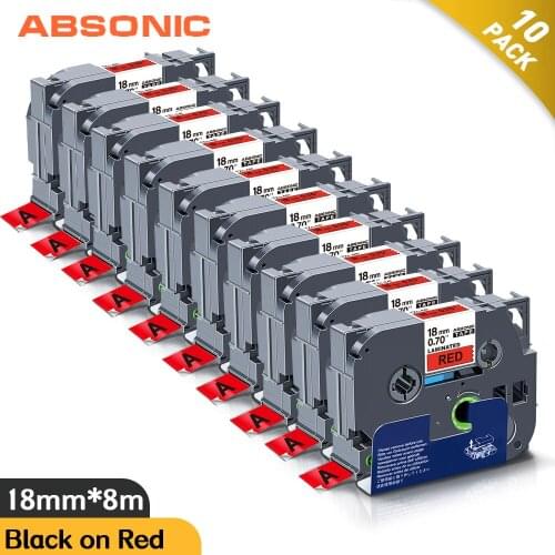 Absonic 10PCS TZe441 Compatible Brother TZ441 Tapes 18mm Label Maker Compatible Brother TZe Standard Adhesive Tapes Black on Red