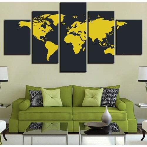 Paintings HD Abstract Canvas Living Room Wall Art Poster 5 Pieces Retro World Map Decoration Pictures Frame 3 Assassins Creed