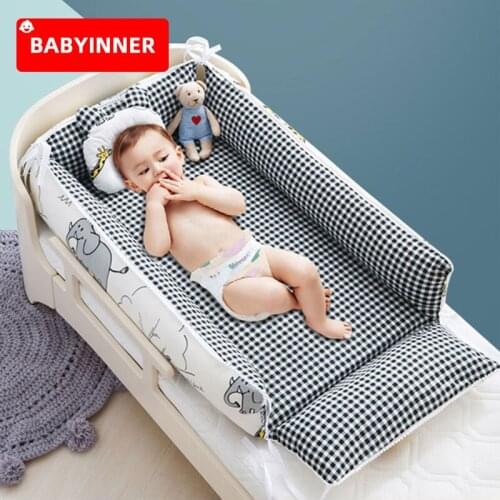 Babyinner Babynest Portable Newborn Crib Removable Infant Bed Nest Cotton 4 Pcs/Set Toddler Cradle Bassinet Room Decorate