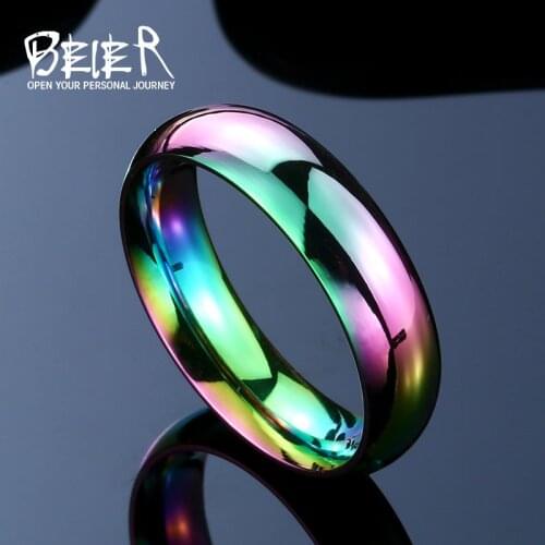 Beier 316L Stainless Steel ring top quality Rainbow Ring hot sale Man/Women fashion jewelry BR-R063