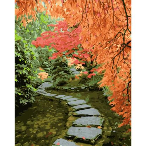 Digital oil painting New design landscape painting Path in the woods New decoration style wall painting Customizable 40*50cm