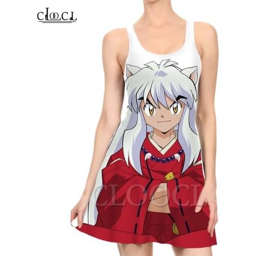CLOOCL Japanese Anime Inuyasha 3D Print Women Fashion Sleeveless Dress Casual Sexy Slim Summer Beach Style