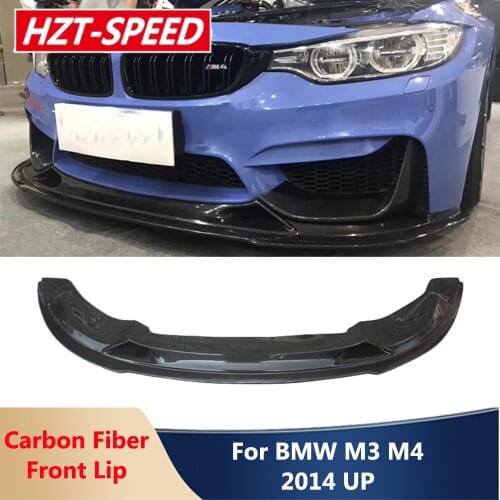 R Style Real Carbon Fiber Front Bumper Diffuser Lip Car Body Modification Kit Part For BMW F80 M3 F82 F83 M4 / Cab 2014 Up